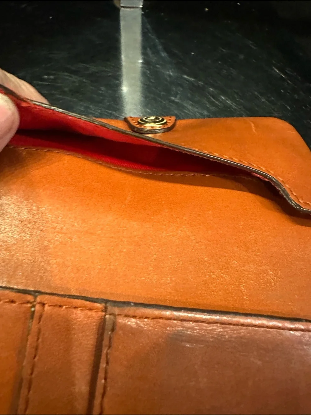 Dooney & Bourke #064  Red Pebbled  Small Flap Wallet